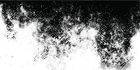 Fototapeta premium Monochromatic dog in water with a grunge ink splatter frame