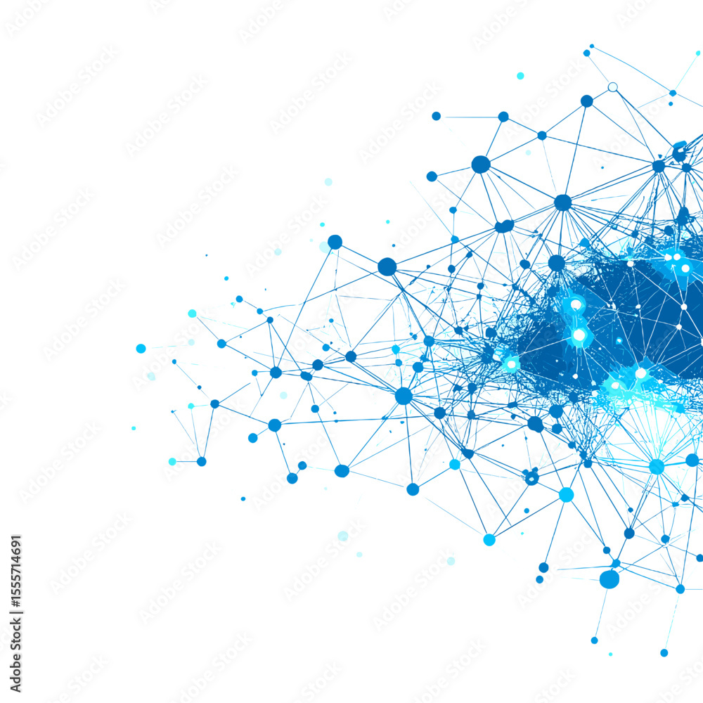 Poster abstract blue network connection on white background digital communication and technology concept