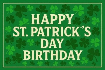 Fototapeta premium St. Patrick's Day themed birthday with green clovers, festive design, birthday celebration