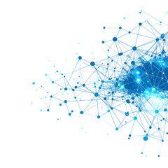 Abstract Blue Network Connection on White Background Digital Communication and Technology Concept
