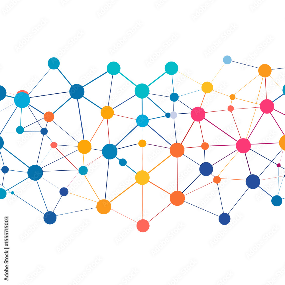Aufkleber abstract multicolored network connection graphic on white background