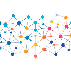 Abstract Multicolored Network Connection Graphic on White Background