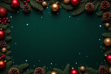 christmas background with red and green ornaments