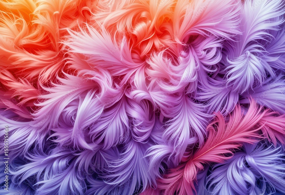 Fototapete Colorful abstract background design featuring vibrant feathers and swirls for computer monitors