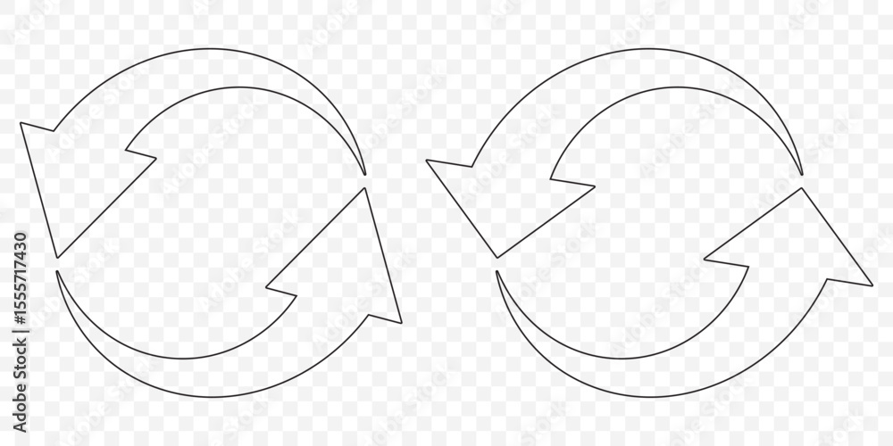 Fototapete repeat reload arrow icon outline illustration vector symbol in stroke on transparent background. eps