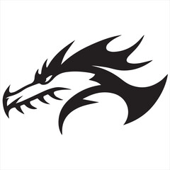 Obraz premium Minimal Dragon Head Logo Design, Silhouette Style Vector Graphic, Bold and Modern Minimalist Dragon Icon for Gaming, Fantasy Brands, Martial Arts, and Strong Brand Identities 