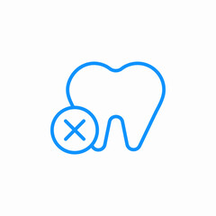 rejected tooth icon sign vector