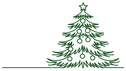 Green christmas tree line art style vector illustration