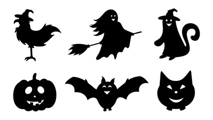 Fototapeta premium Set of silhouette halloween item
