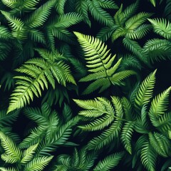 A seamless pattern with realistic fern leaves, mesmerizing and vibrant, minimalist design, soft colors 