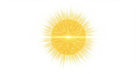 Golden Starburst Light Effect on White Background Graphic Element
