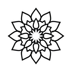 Intricate ornamental lace style mandala design with detailed patterns on a clean white background for versatile use