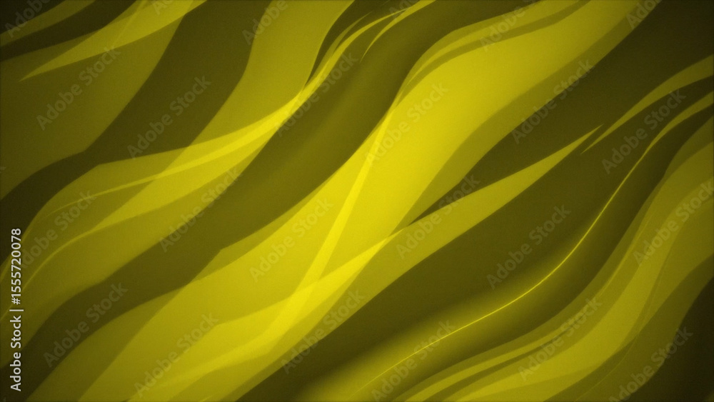 Poster abstract yellow and olive green wavy pattern with subtle light and shadow play for backgrounds this