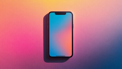 Modern smartphone with vibrant gradient screen mobile phone technology