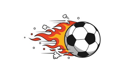 Soccer Ball on Fire Cartoon Illustration