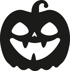 Halloween pumpkin face icon flat style. Scary face isolated transparent background.