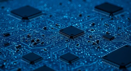 Blue printed circuit board with integrated circuits