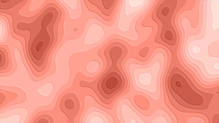 Abstract Topographic Map in Shades of Coral and Pink Creating a Layered Paper Cut Effect This