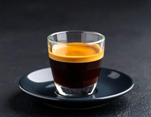 Single Espresso Shot in Clear Glass on Dark Background