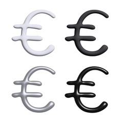 3d euro currency symbol set Single element for design