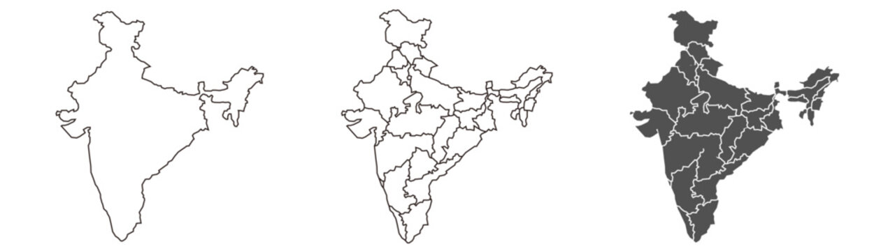 India map &ndash; vector illustration of states and political boundaries