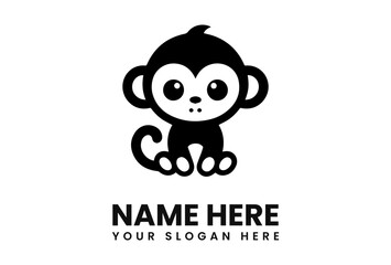 Adorable cartoon monkey logo design, perfect for a playful brand.