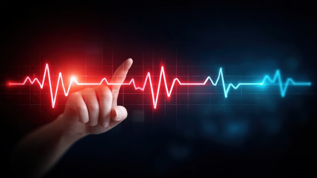 Monitoring heart health with digital technology pulse detection medical environment digital visualization close-up focus health concept