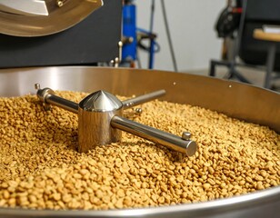 Roasted Coffee Beans in Roasting Machine