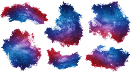 Cosmic galaxy color brush splatter in red and blue tones