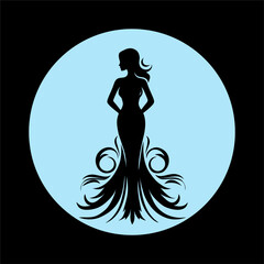 Elegant Woman Silhouette in Flowing Dress Logo
