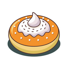 Delicious cartoon donut with white frosting and sprinkles