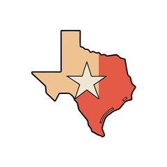 Texas state outline with lone star and flag colors