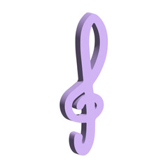 Obraz premium 3d treble clef. Hand drawn musical symbol. Single element for print, web, design, decor, logo
