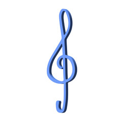 Fototapeta premium 3d treble clef. Hand drawn musical symbol. Single element for print, web, design, decor, logo