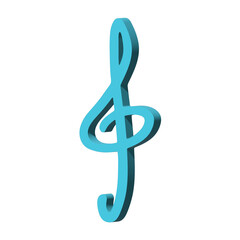 3d treble clef. Hand drawn musical symbol. Single element for print, web, design, decor, logo