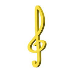 3d treble clef. Hand drawn musical symbol. Single element for print, web, design, decor, logo