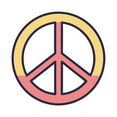 Stylized peace symbol with yellow and pink sections