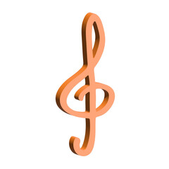 Fototapeta premium 3d treble clef. Hand drawn musical symbol. Single element for print, web, design, decor, logo
