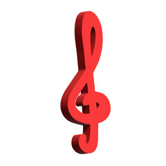 3d treble clef. Hand drawn musical symbol. Single element for print, web, design, decor, logo