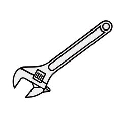 Silhouette image of a wrench on a white background