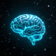 Futuristic AI Brain with Glowing Circuits