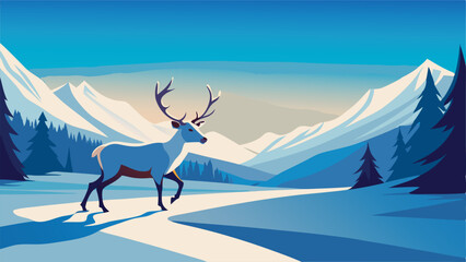 A view of mountains and water under a blue and cloudy sky landscape illustration