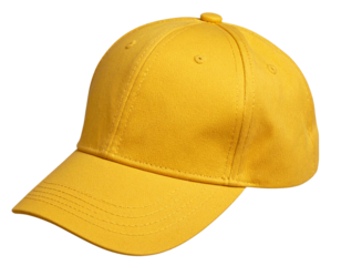 Top-Down View of Yellow Cap with Adjustable Strap, Transparent PNG