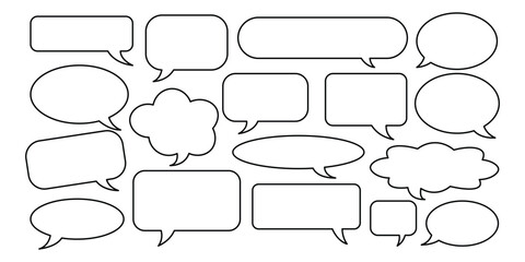 Obraz premium Set of outlined speech bubbles of different shapes isolated on white background