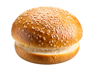  Floating Sesame Seed Hamburger Bun – Isolated PNG