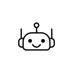 Fototapeta premium Robot head icon with antenna isolated on white background. chatbot icon vector