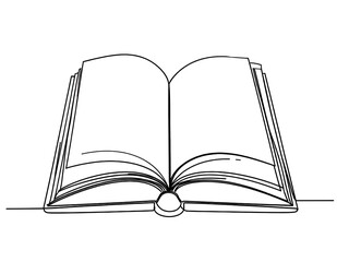 One line Drawing of an Open Book