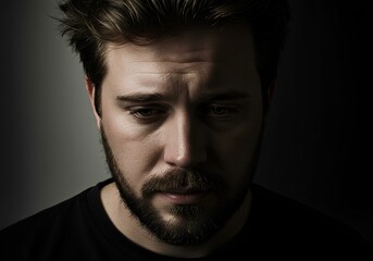 Obraz premium Portrait of a Man Experiencing Sadness and Depression