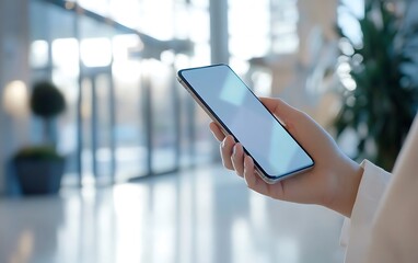 Hand holding modern smartphone technology