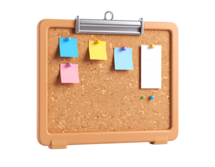 3D Corkboard with Notes Illustration